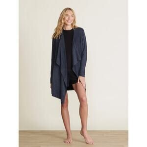 Barefoot Dreams CozyChic Lite Island Wrap Navy Blue Waterfall Cardigan S/M